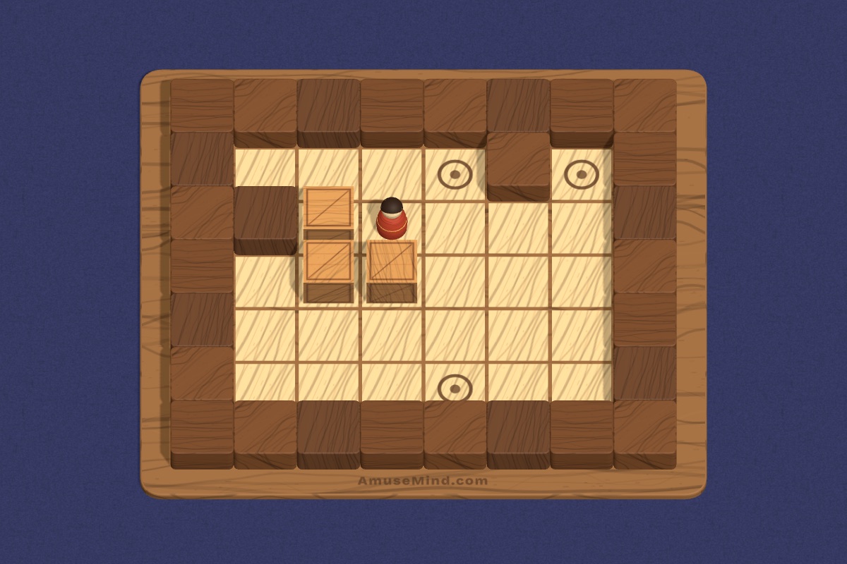 Sokoban: wooden crates in a small warehouse